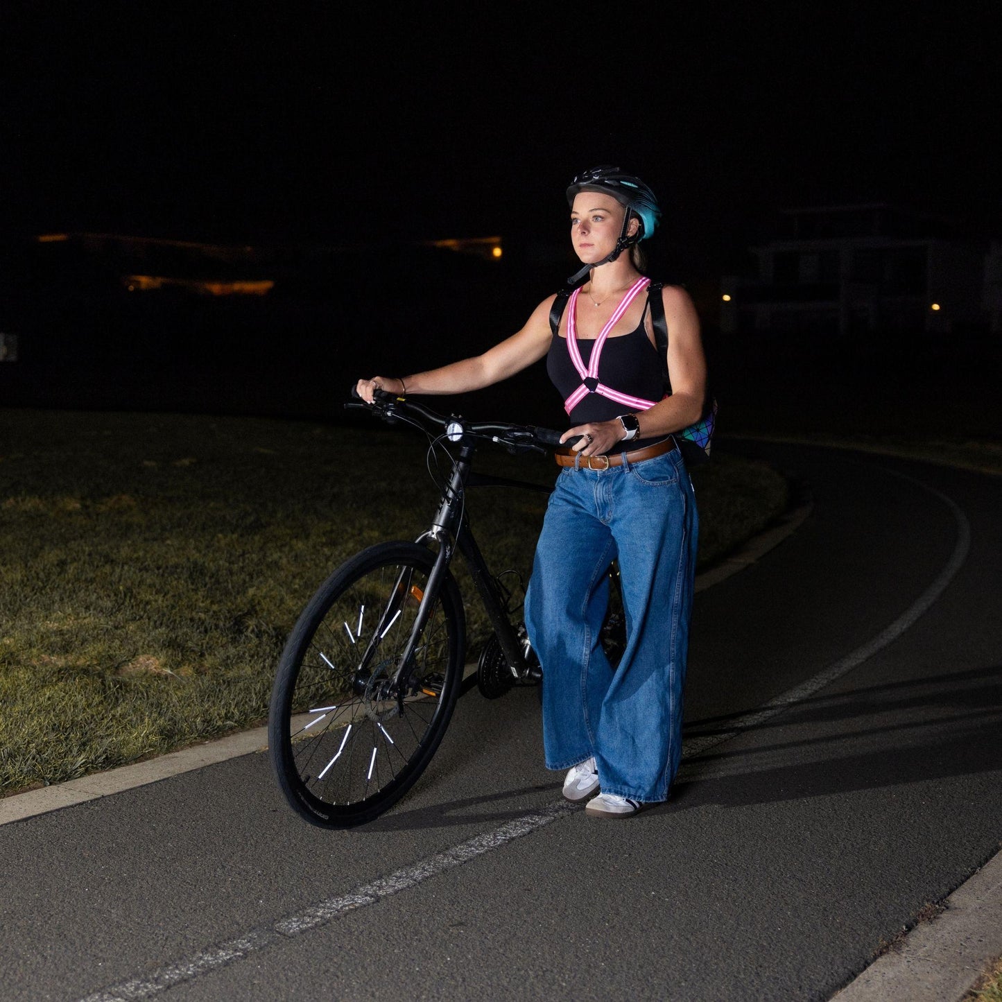 Reflective Cycling Harness - Fluro Pink