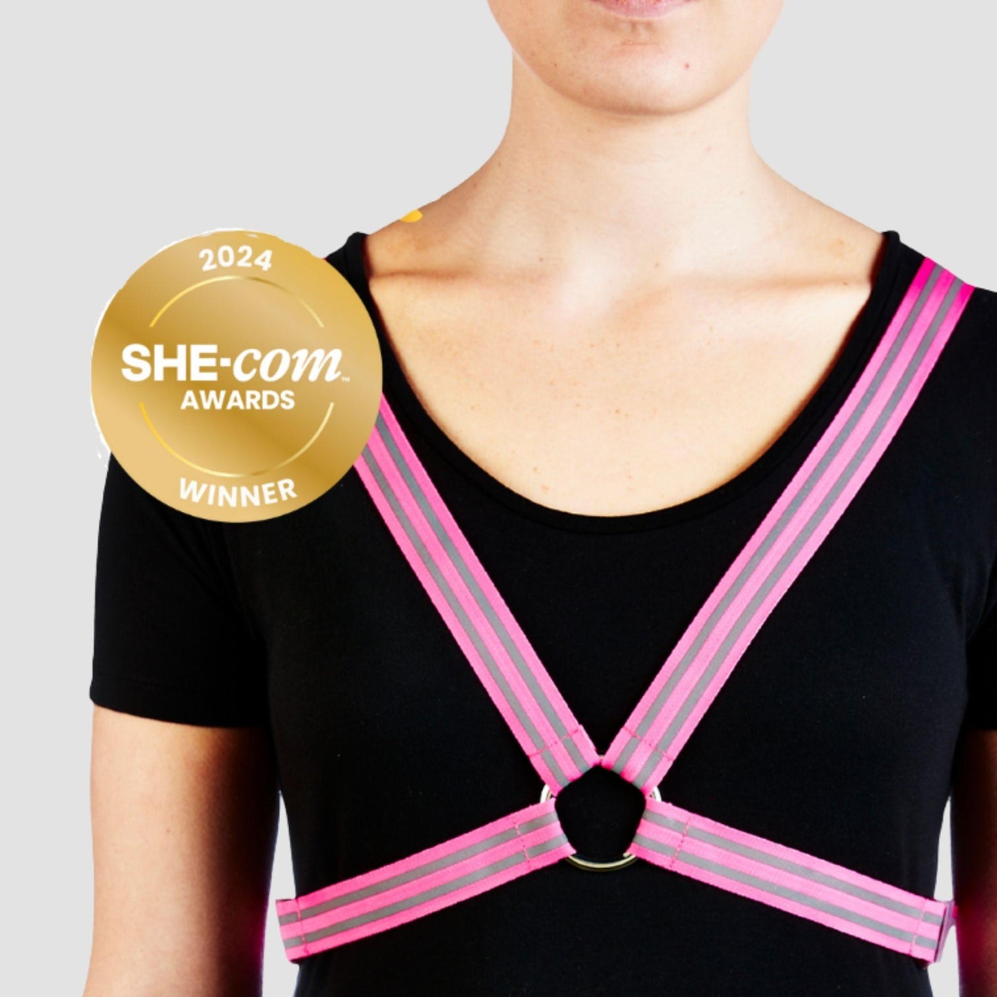 Reflective Cycling Harness - Fluro Pink