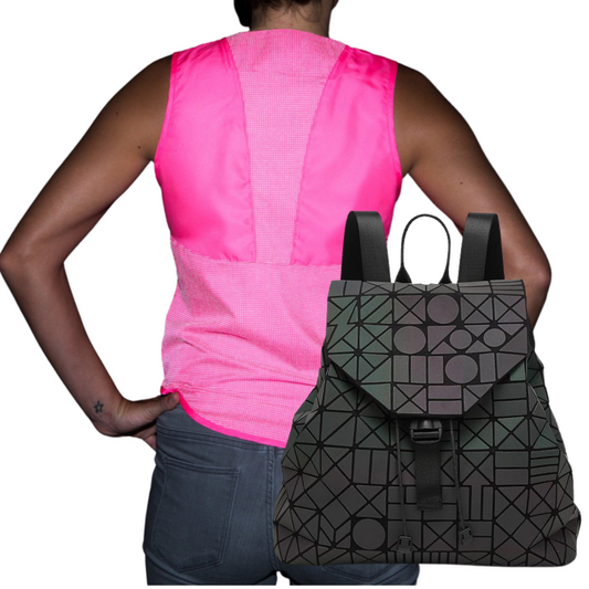 Pink Vest + Shimmery Backpack